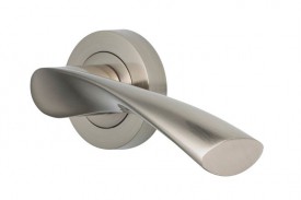 Door Handles Vision Designer Lyra Lever on Round Rose Satin Nickel 5203 17.75